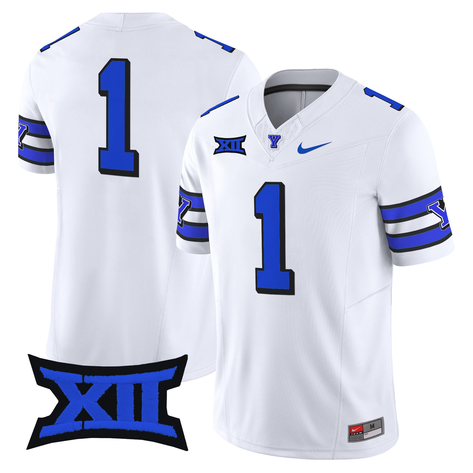 Men BYU Cougars #1 No Name White Nike 2024 Vapor Limited NCAA Jersey style 1